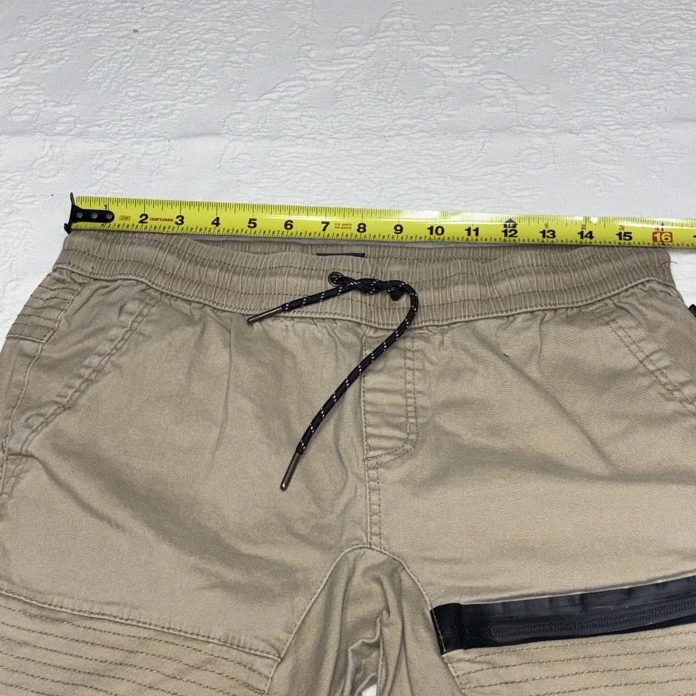 RING OF FIRE Jogger Pants Mens Large Tan Moto Cargo Zipper Pockets